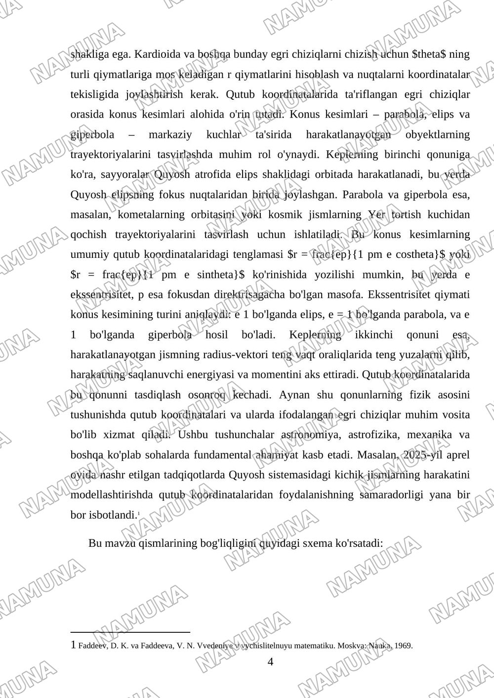 Qutub koordinatalari. Qutub egri chiziqlari. Qutub egri chiziqlarini chizish. Konus kesimlar (parabola, elips, giperbola). Kepler qonunlari. — mustaqil ish, 4-varaq