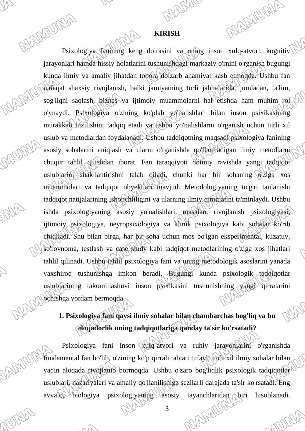 Psixologiya fanining sohalari va uning tadqiqot metodlari — mustaqil ish, 3-varaq