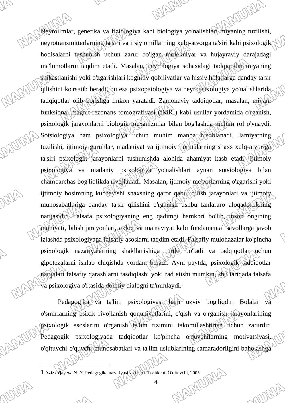 Psixologiya fanining sohalari va uning tadqiqot metodlari — mustaqil ish, 4-varaq