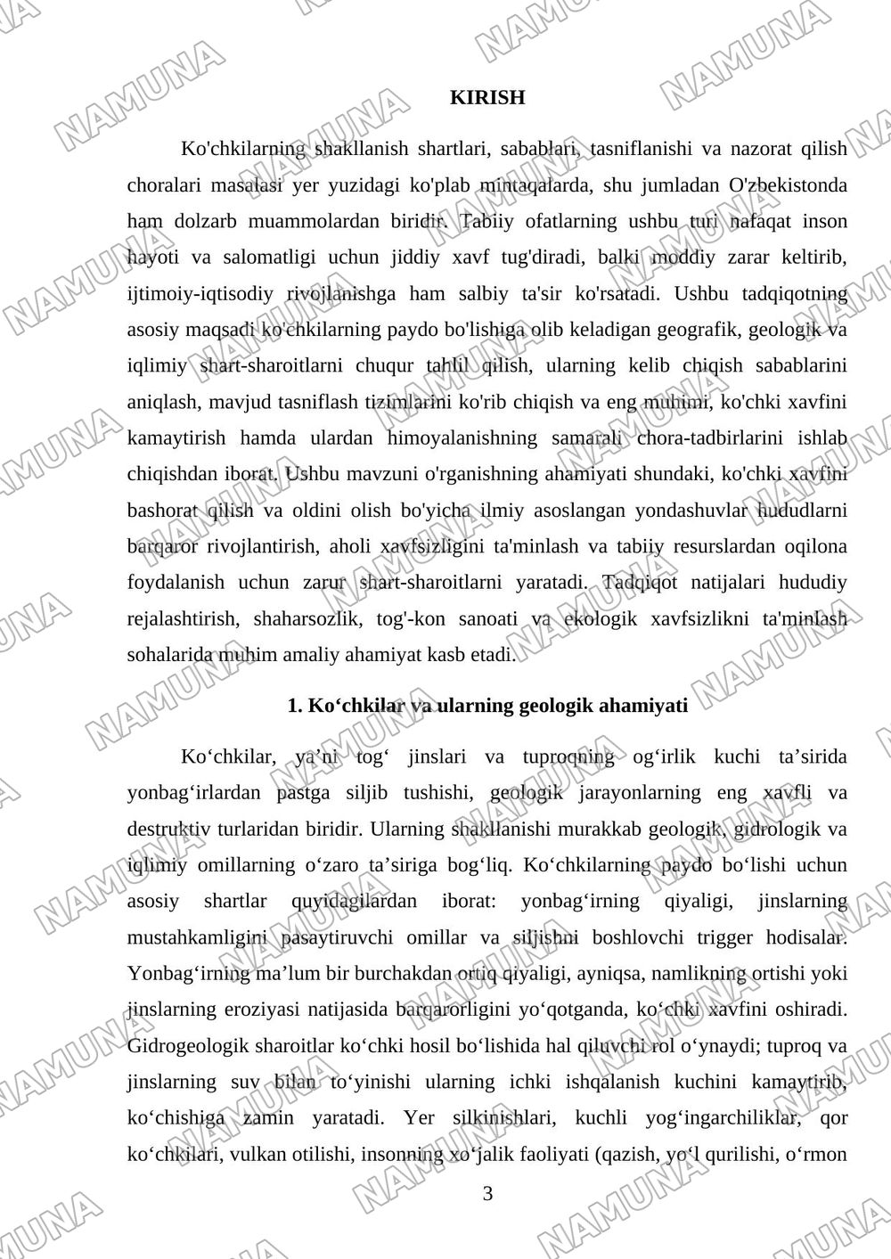 Koʻchkilar shakllanish shartlari va shakllanish sabablar .koʻchkilarni tasniflash va nazorat qilish choralari — mustaqil ish, 3-varaq