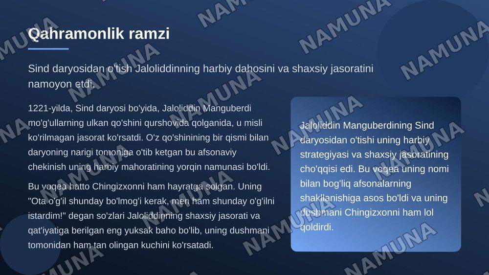 Jaloliddin Manguberdi — zamonaviy taqdimot, 7-slayd