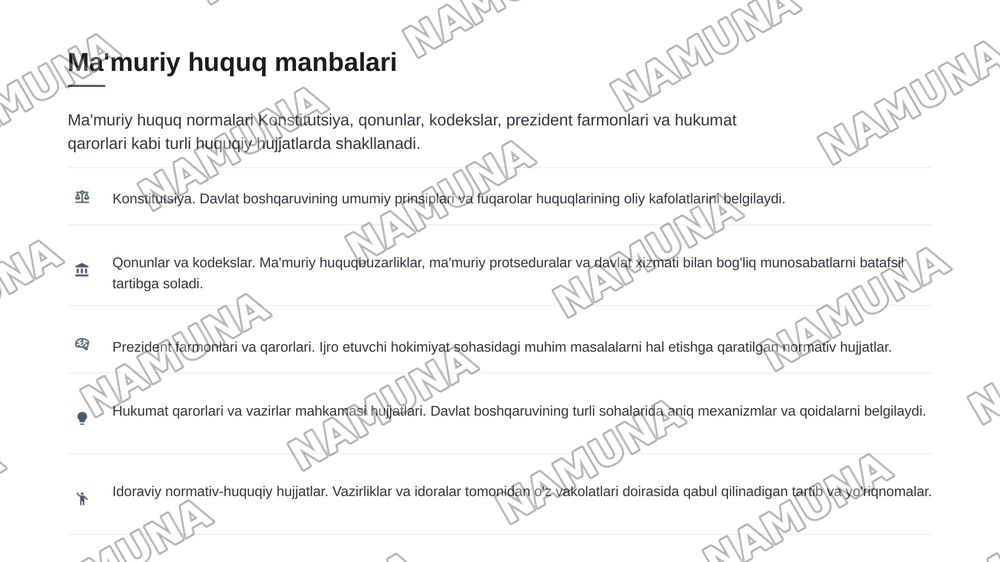 Umumiy ma'muriy huquqqa kirish — zamonaviy taqdimot, 6-slayd