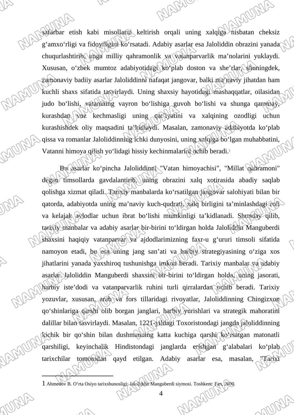 'JaloliddinManguberdi- Vatanhimoyachisi ' — mustaqil ish, 4-varaq