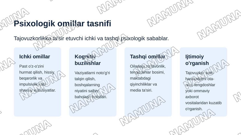 O'smirlarda tajovuzkor xatti harakatlarning psixologik omillar — zamonaviy taqdimot, 5-slayd