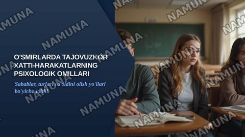 O'smirlarda tajovuzkor xatti harakatlarning psixologik omillar — zamonaviy taqdimot