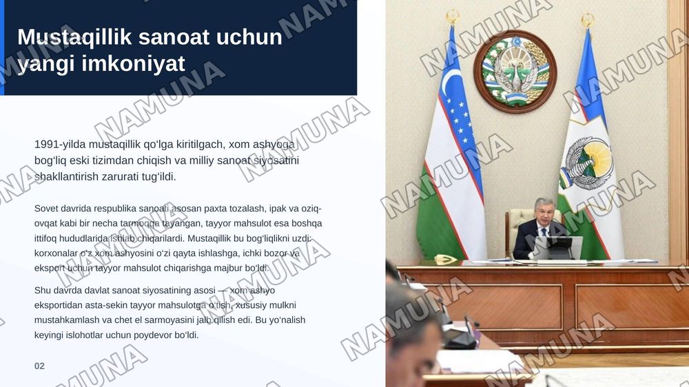 Mustaqillik yillarida sanoat sohasidagi o‘zgarishlar — zamonaviy taqdimot, 3-slayd