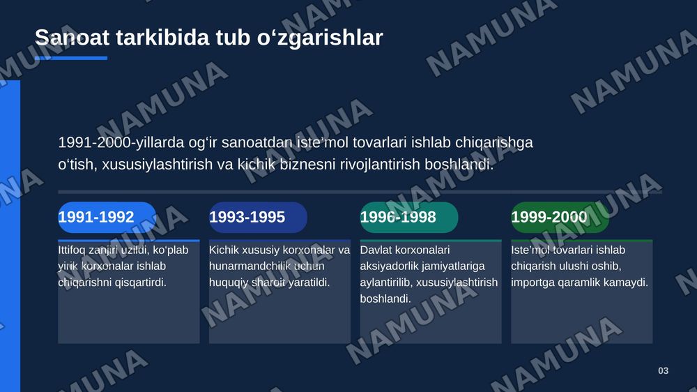 Mustaqillik yillarida sanoat sohasidagi o‘zgarishlar — zamonaviy taqdimot, 4-slayd