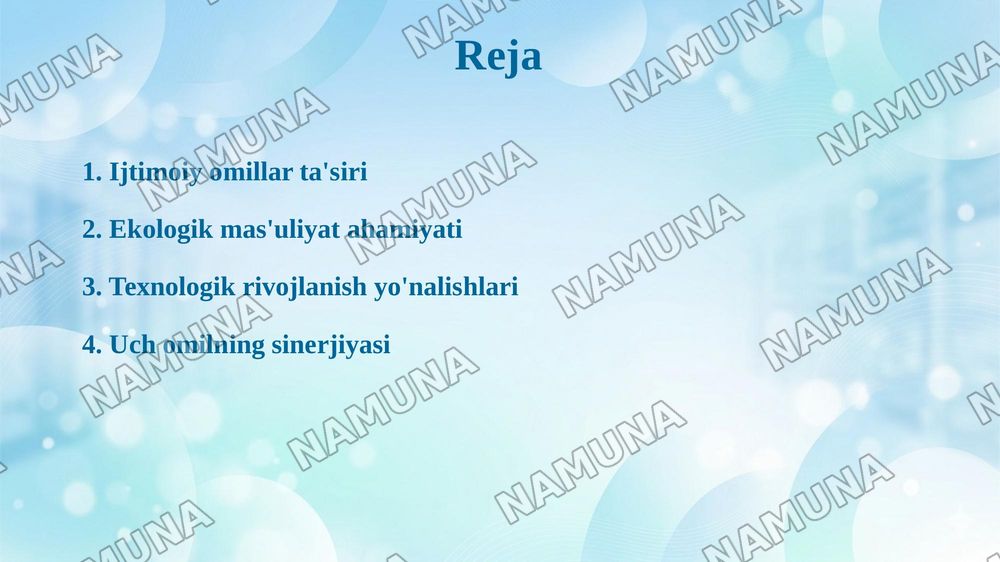 Biznesda ijtimoiy, ekologik va texnologik omilar — taqdimot, 2-slayd