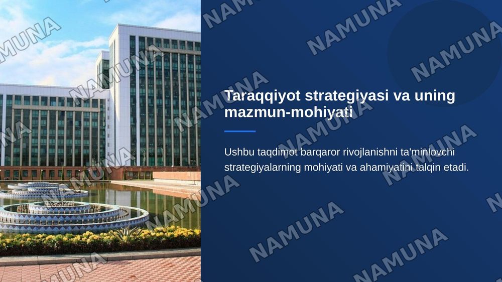Taraqiyot strategiyasi va uning mazmun mohiyati — zamonaviy taqdimot, 1-slayd