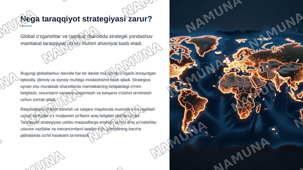 Taraqiyot strategiyasi va uning mazmun mohiyati — zamonaviy taqdimot, 3-slayd