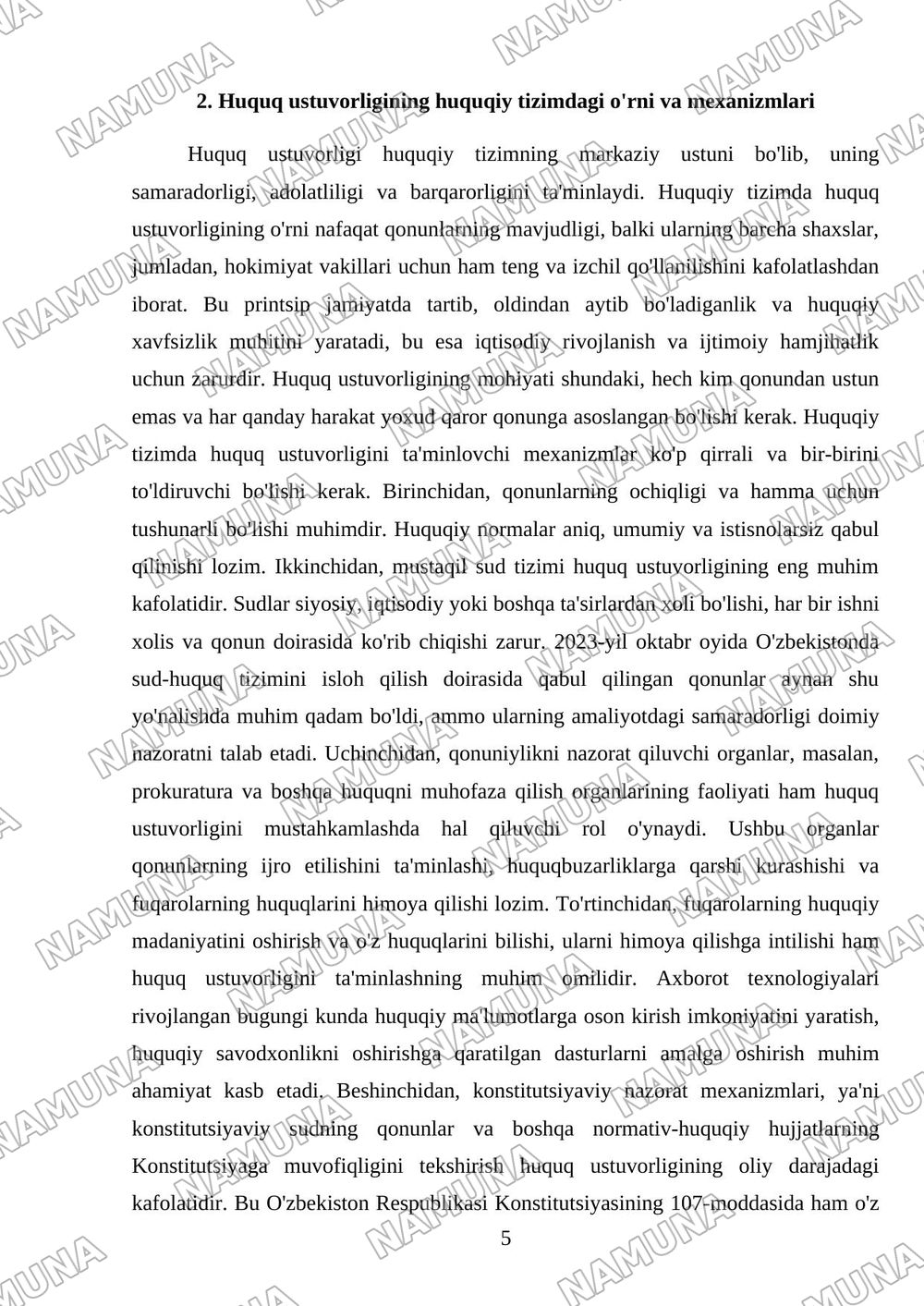 Huquq ustuvorligi tushunchasi va mohiyati — mustaqil ish, 5-varaq