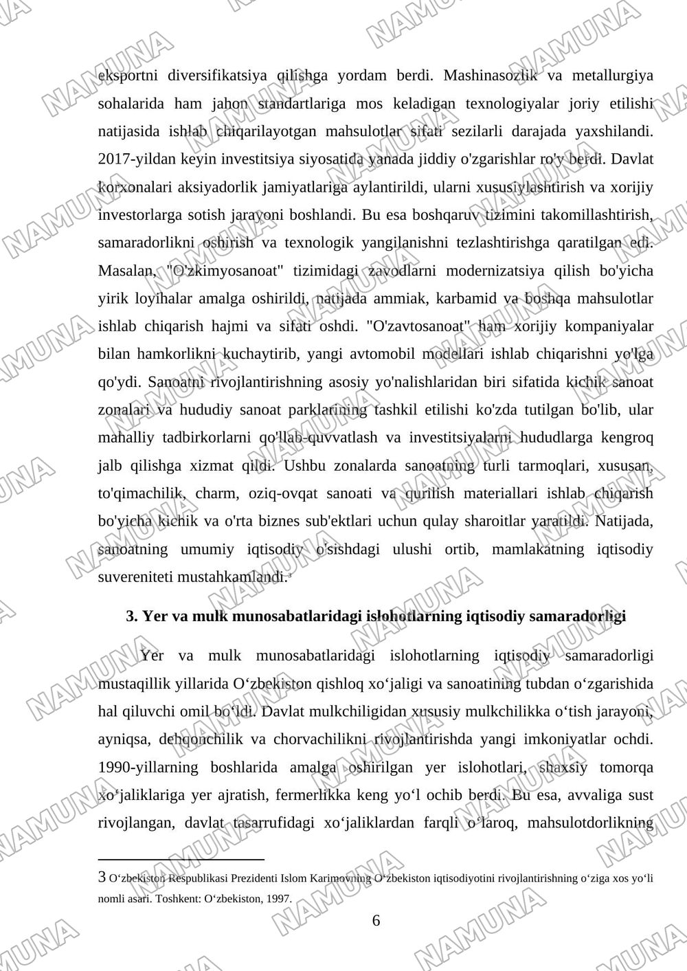 Mustaqillik yillarida qishloq xujaligi va sanoat oʻzgarishlar — mustaqil ish, 6-varaq