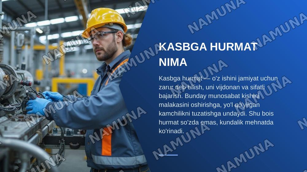 Kasbga hurmat huksak fazilat 1 birinchisi Mehnatsevarlik yuksak manaviy fazilat ikinchi bu ikki mavzudan 2 taqdimot bitta joylanishi kerak — zamonaviy taqdimot, 4-slayd