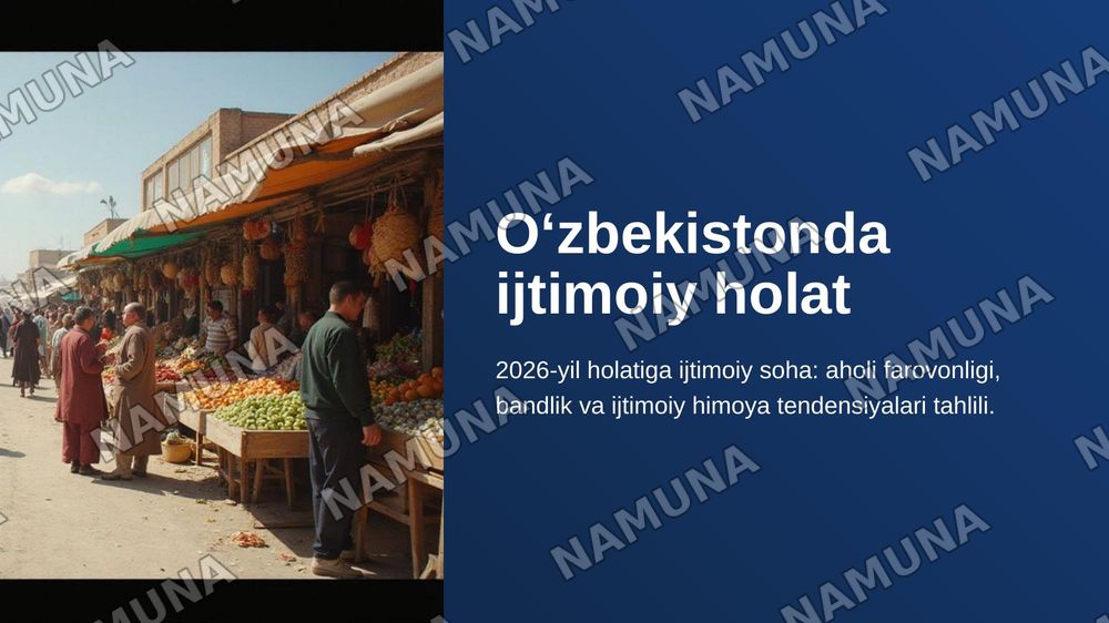 Oʻzbekistonda ijtimoiy xolat — zamonaviy taqdimot, 1-slayd