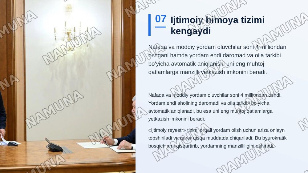 Oʻzbekistonda ijtimoiy xolat — zamonaviy taqdimot, 8-slayd