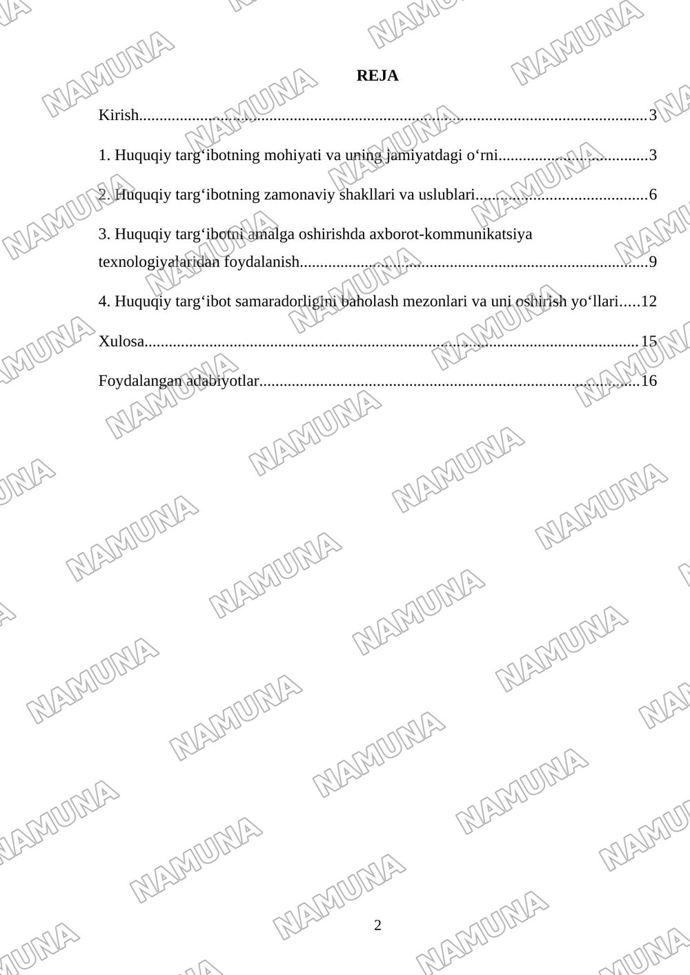 Huquqiy targʻibot — mustaqil ish, 2-varaq