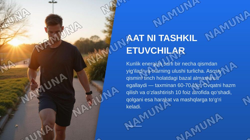 Organizmda asosiy energiya almashinuvi tenglamasi va uni tashkil etuvchilar — zamonaviy taqdimot, 8-slayd