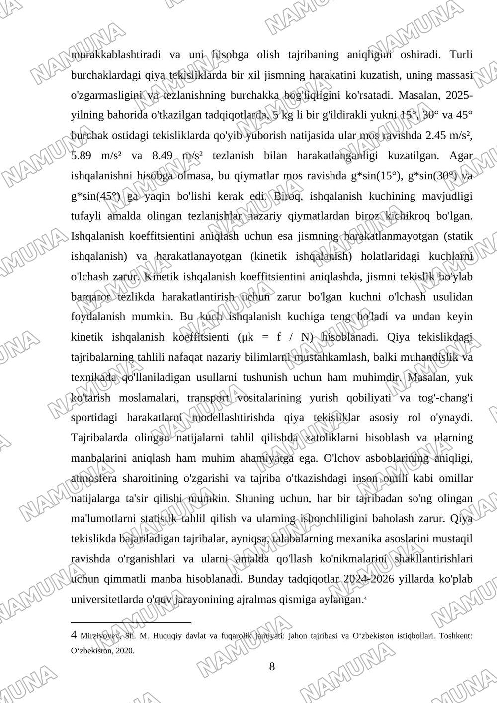 Qiya tekislikda FIKini aniqlash — mustaqil ish, 8-varaq