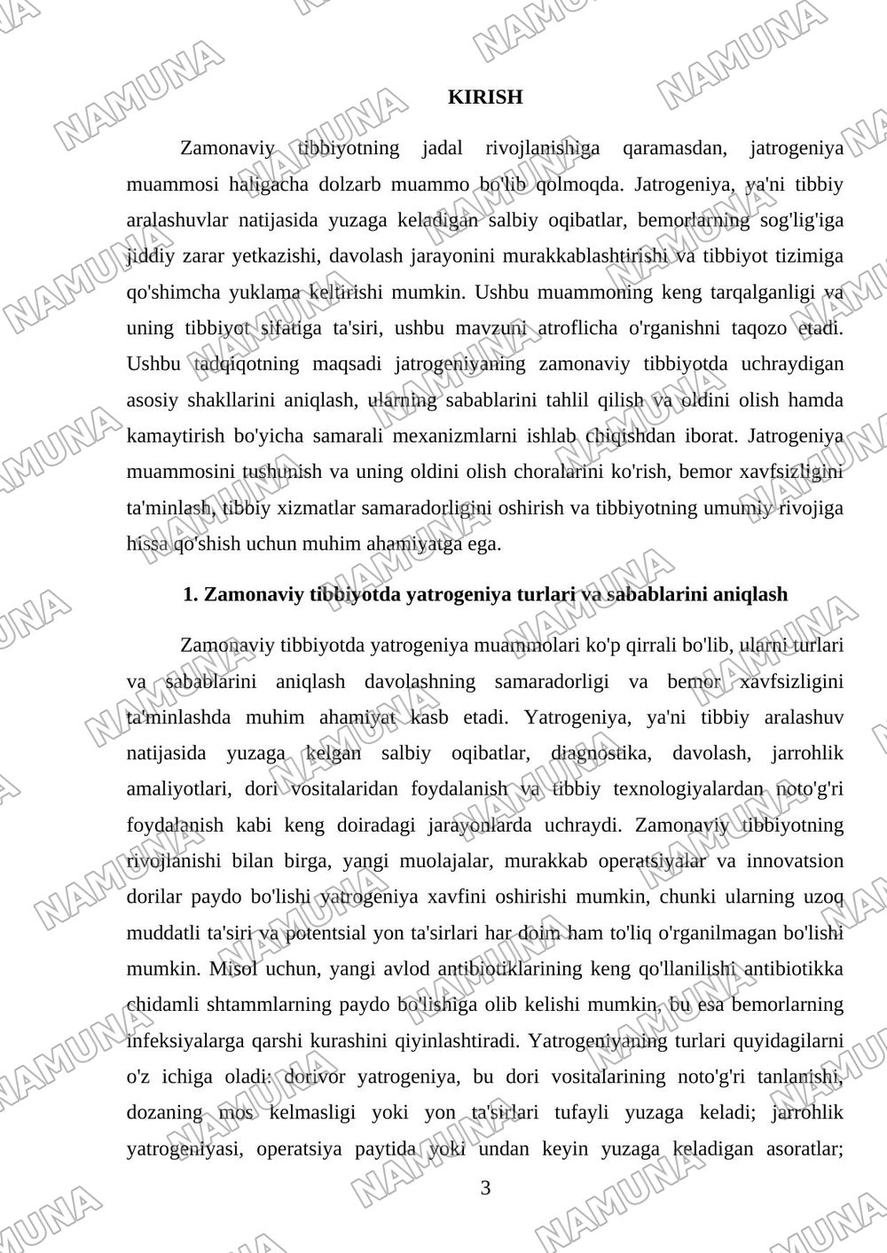 Xozirgi zamon tibbiyotida yatrogeniya muammolari — referat, 3-varaq