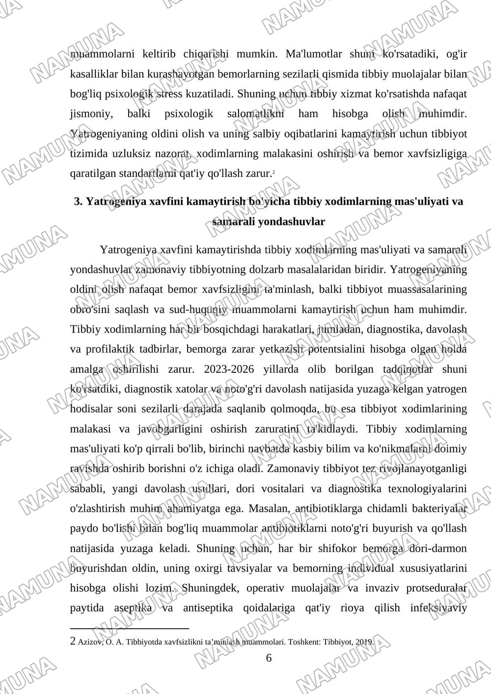 Xozirgi zamon tibbiyotida yatrogeniya muammolari — referat, 6-varaq
