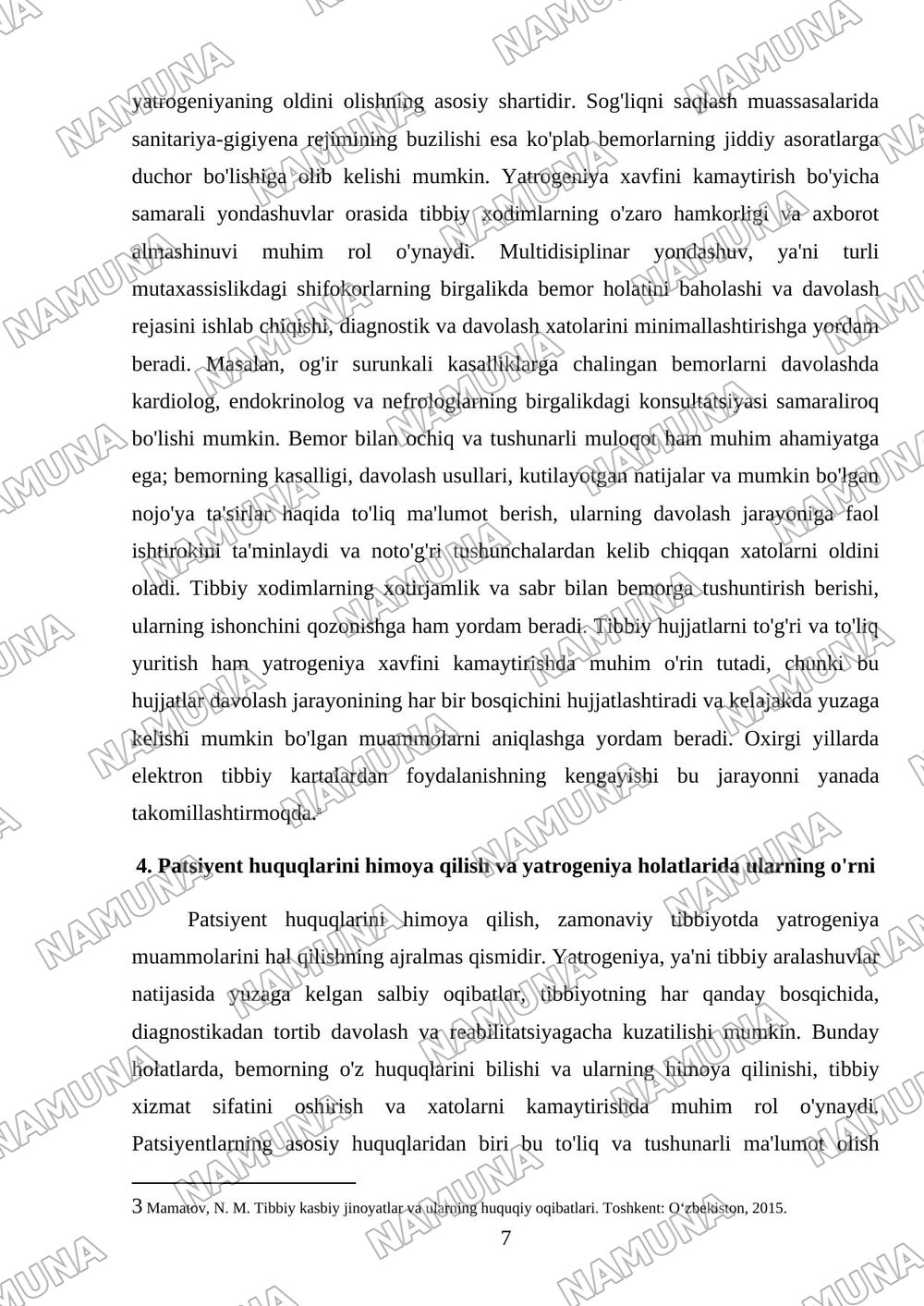 Xozirgi zamon tibbiyotida yatrogeniya muammolari — referat, 7-varaq