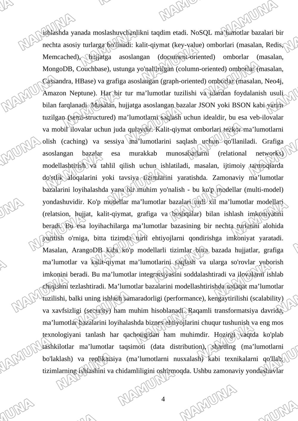 Ma’lumotlar bazalari bilan ishlash texnologiyalari. — mustaqil ish, 4-varaq
