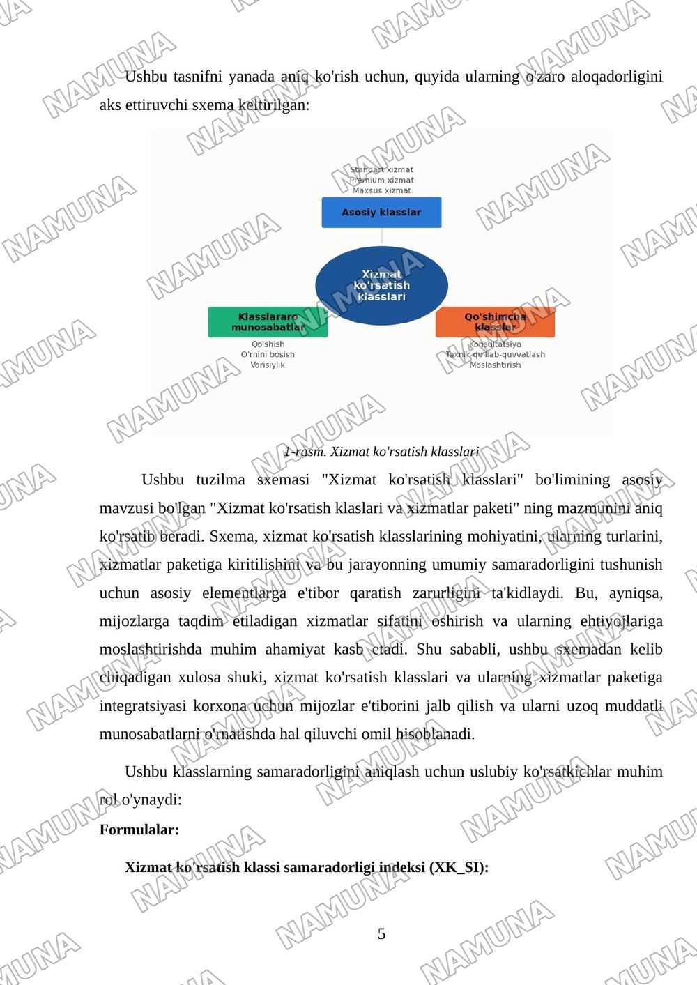 Xizmat korsatish klaslari va xizmatlar paketi — mustaqil ish, 5-varaq
