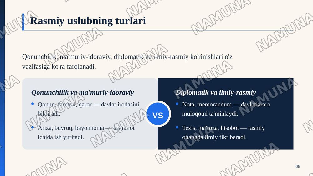 Rasmiy uslub va uning xususiyatlari — zamonaviy taqdimot, 6-slayd