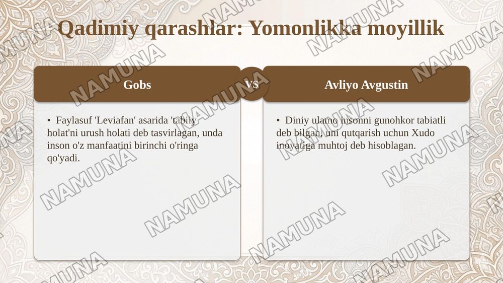Inson tabiati: Inson asli yomonmi yoki yaxshi? — taqdimot, 5-slayd