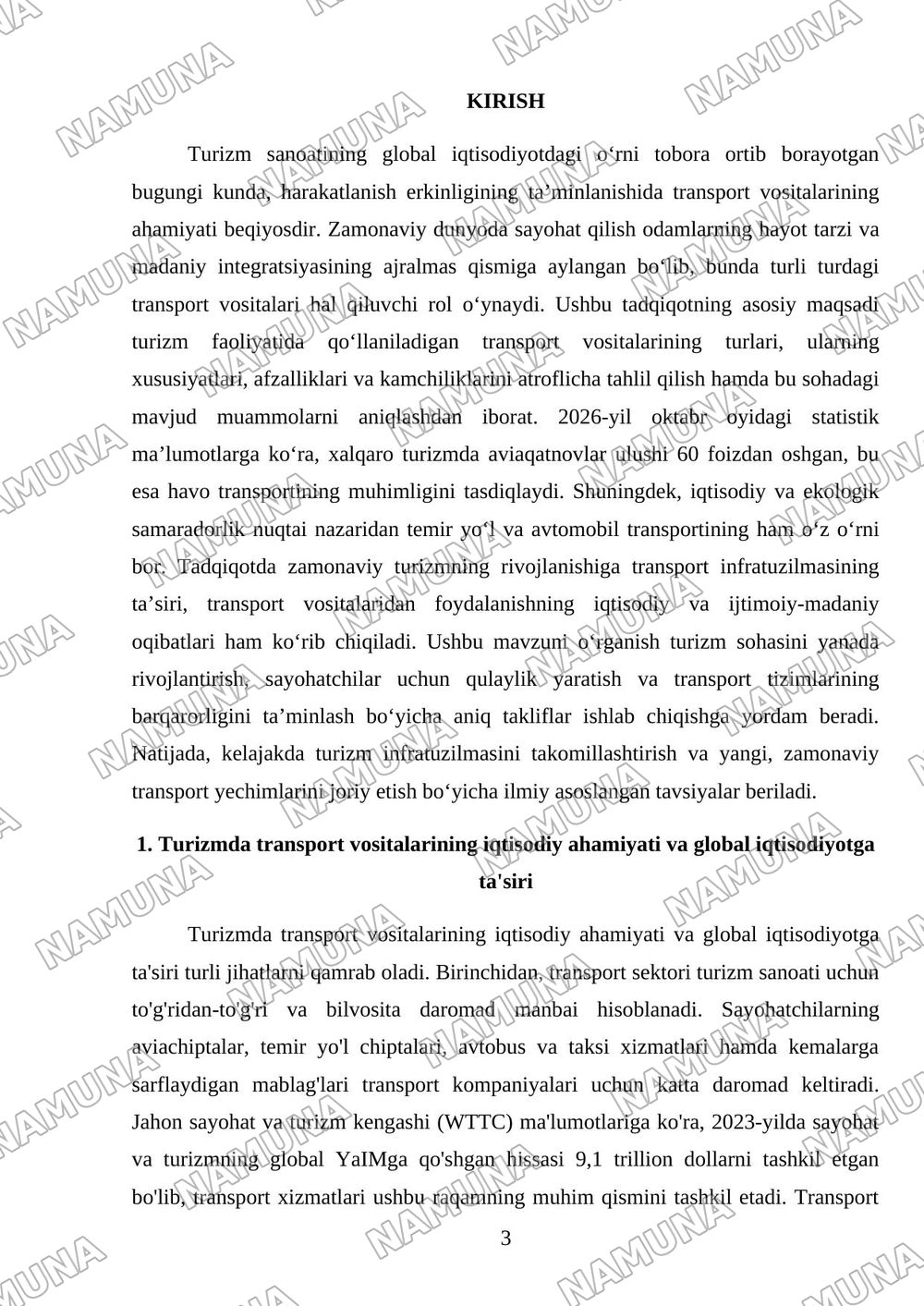 Turizmda transport vositalari — mustaqil ish, 3-varaq