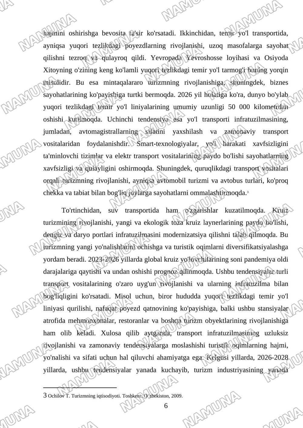 Turizmda transport vositalari — mustaqil ish, 6-varaq