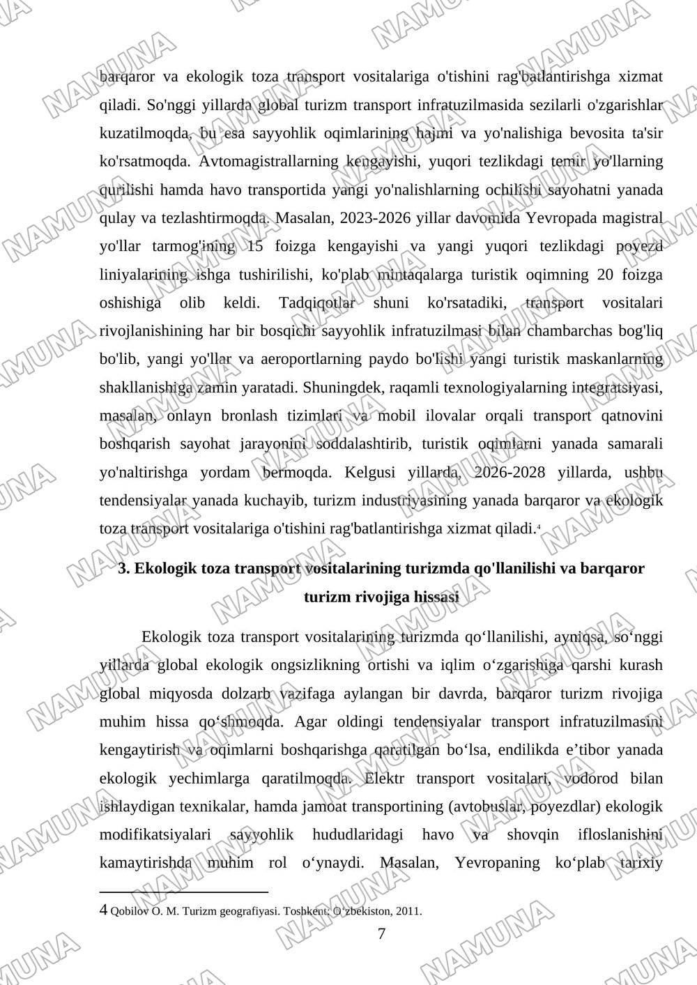 Turizmda transport vositalari — mustaqil ish, 7-varaq