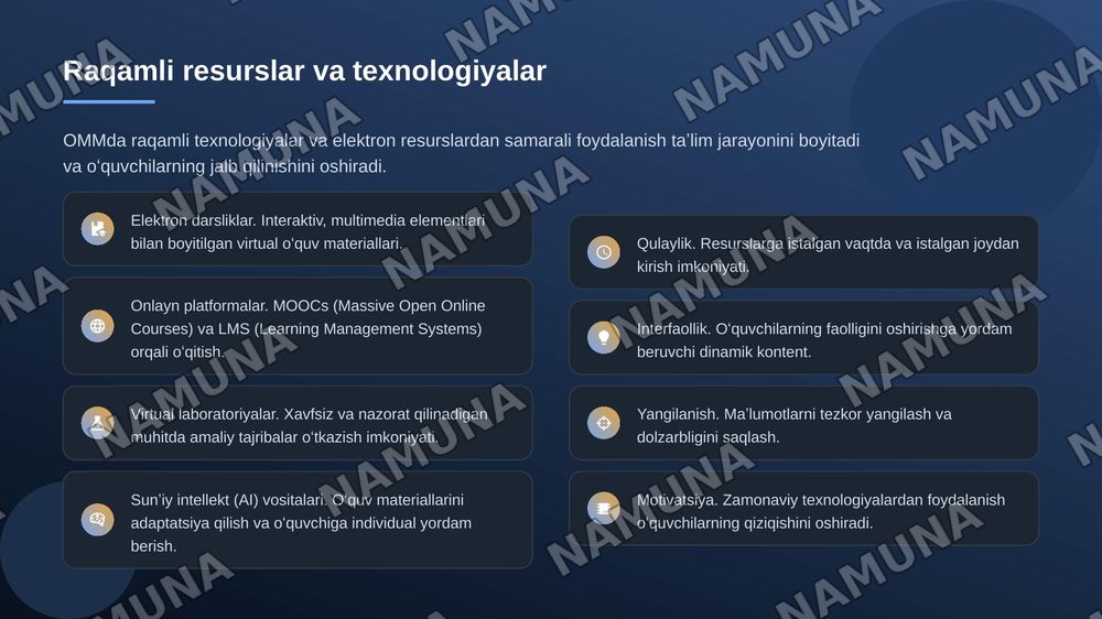 Oʻquv metodik majmualarning zamonaviy talablari — zamonaviy taqdimot, 7-slayd