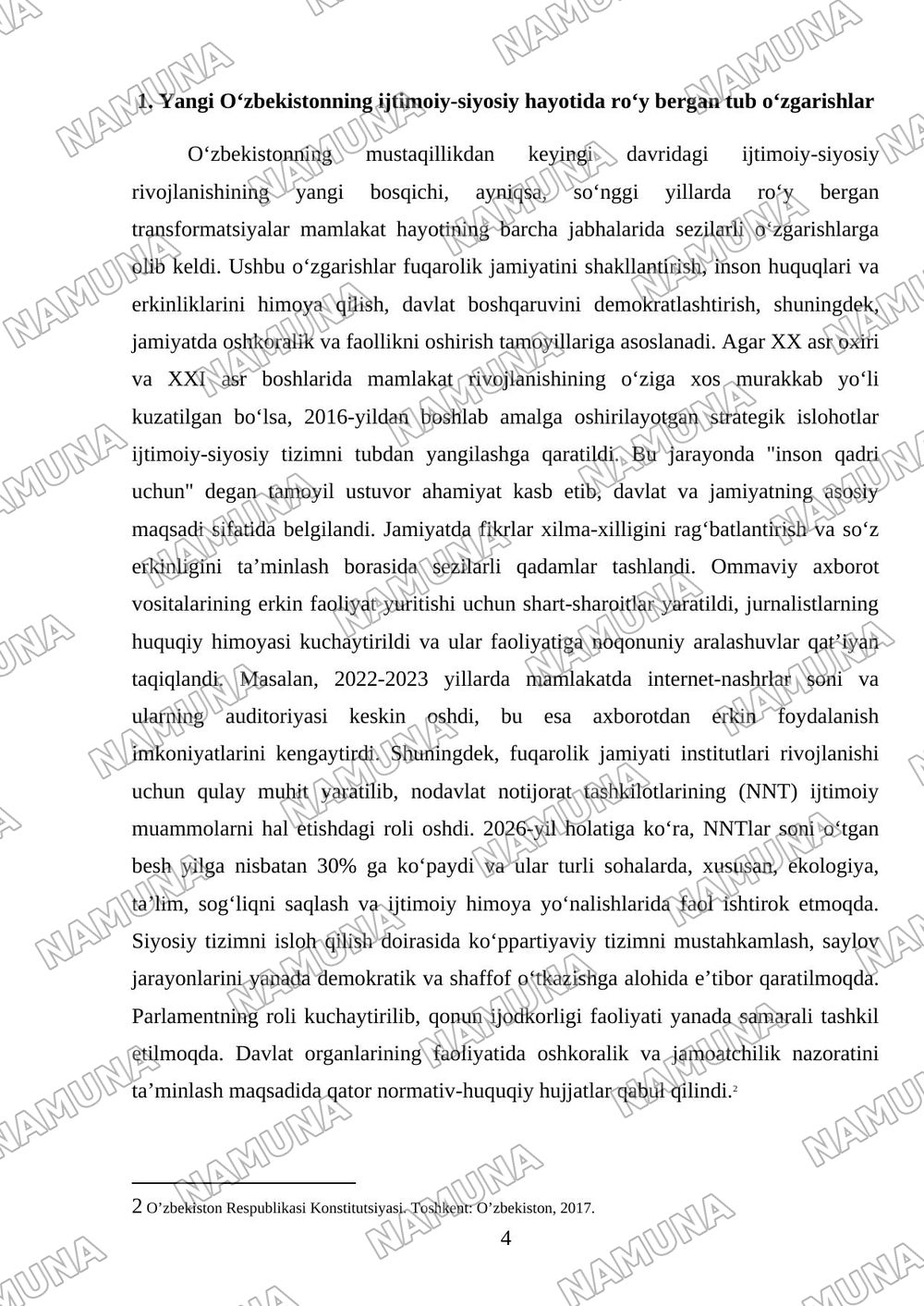 Yangi O’zbekiston ijtimoiy-siyosiy,iqtisodiy va madaniy hayotida ro’y bergan voqealar — mustaqil ish, 4-varaq