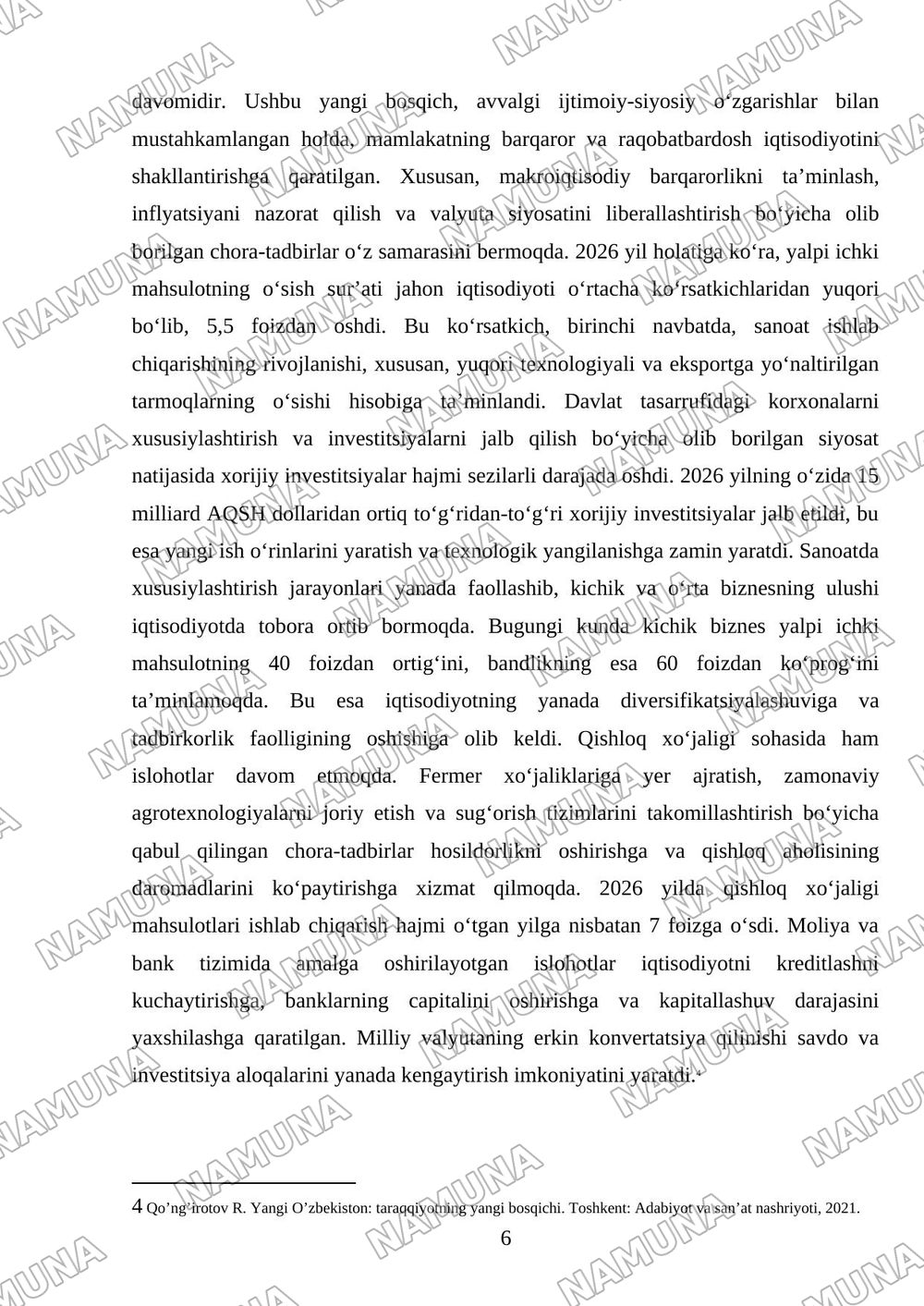 Yangi O’zbekiston ijtimoiy-siyosiy,iqtisodiy va madaniy hayotida ro’y bergan voqealar — mustaqil ish, 6-varaq