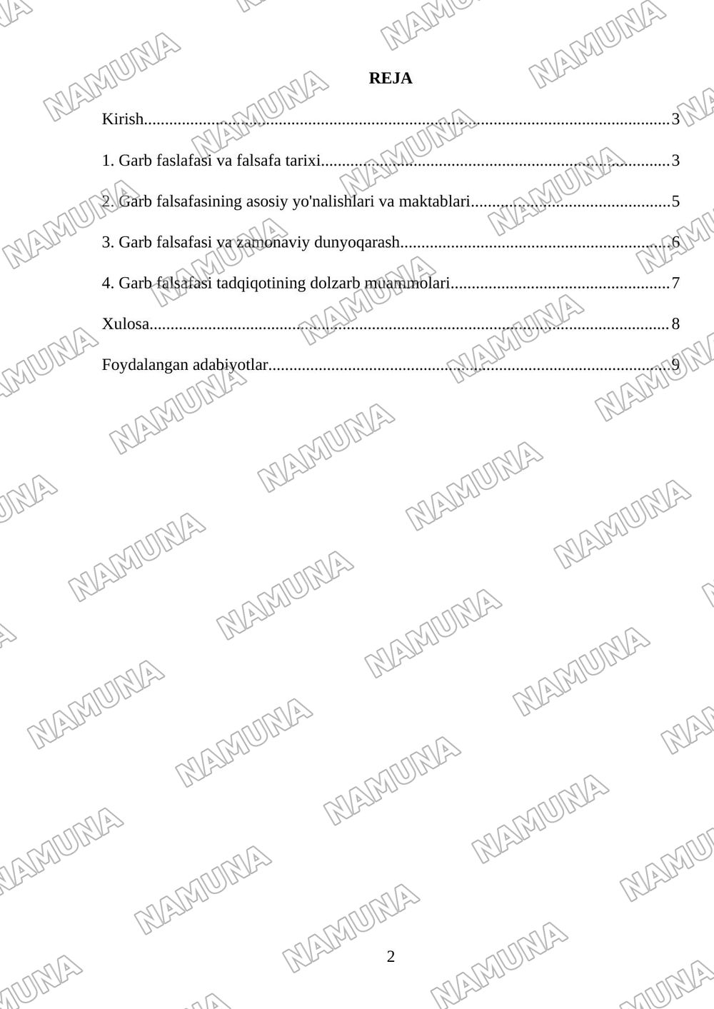 garb faslafasi — referat, 2-varaq