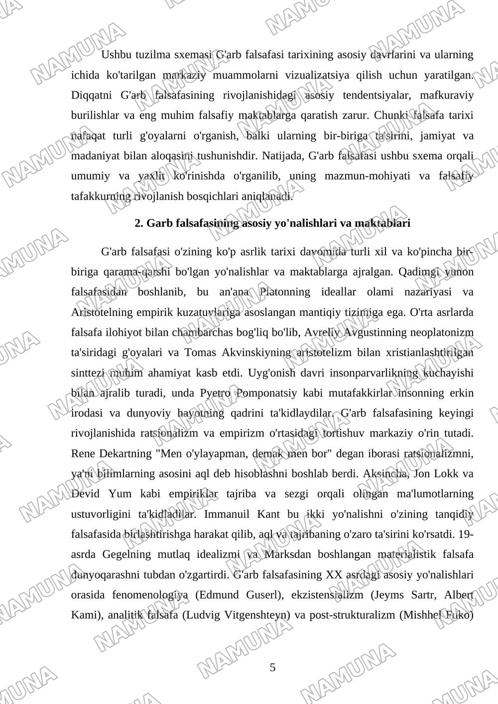garb faslafasi — referat, 5-varaq