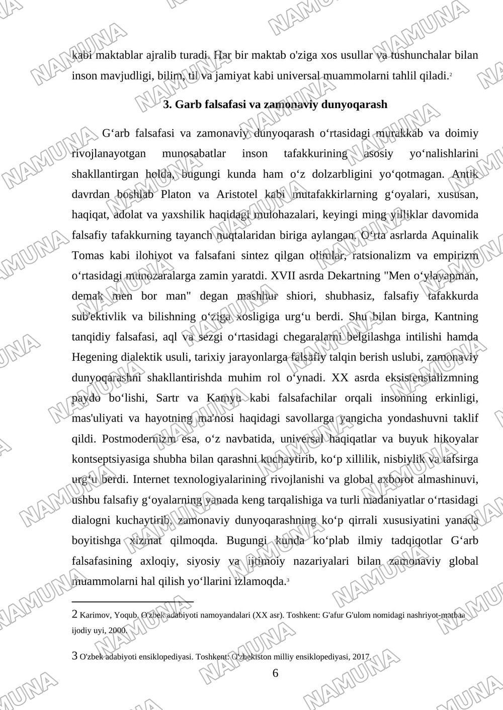 garb faslafasi — referat, 6-varaq