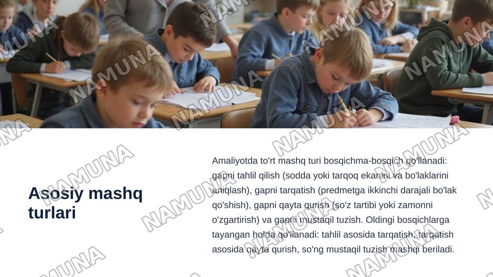 2. Ona tili o'qitish metodikasida gap ustida ishlash — zamonaviy taqdimot, 7-slayd