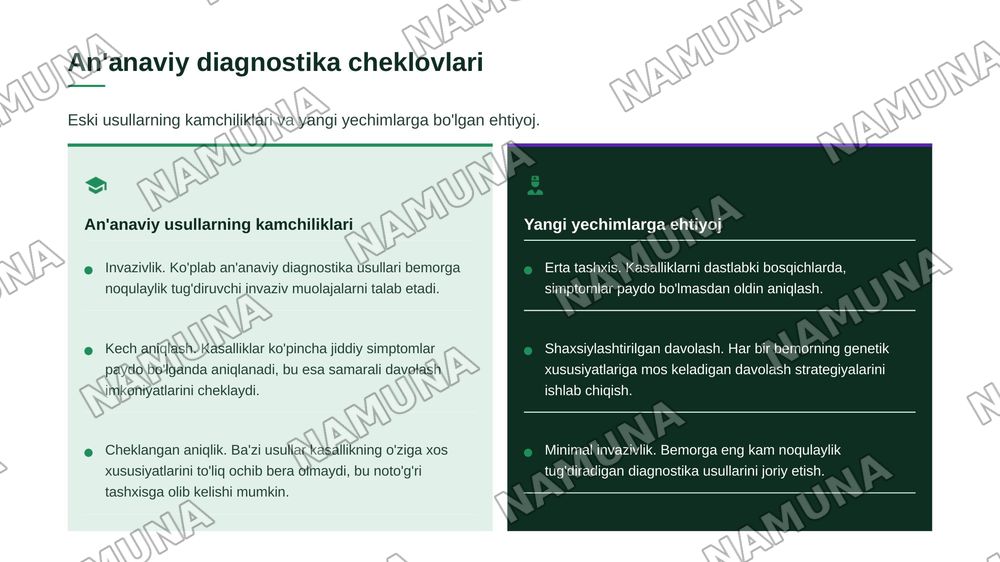 Diagnostika usullari va ularning innovatsion tibbiyotdagi ahamiyati.” — zamonaviy taqdimot, 4-slayd