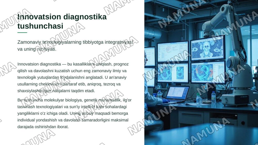 Diagnostika usullari va ularning innovatsion tibbiyotdagi ahamiyati.” — zamonaviy taqdimot, 5-slayd