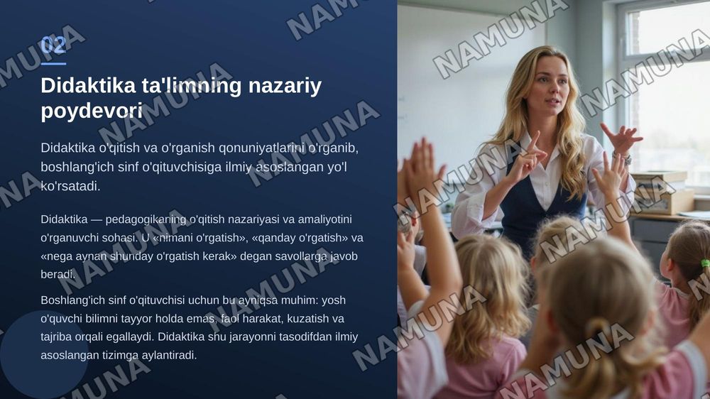 Bowlangich talim didaktikasi. Talim nazariyasi tamoyillari metodlari shakllari va vositalar — zamonaviy taqdimot, 3-slayd