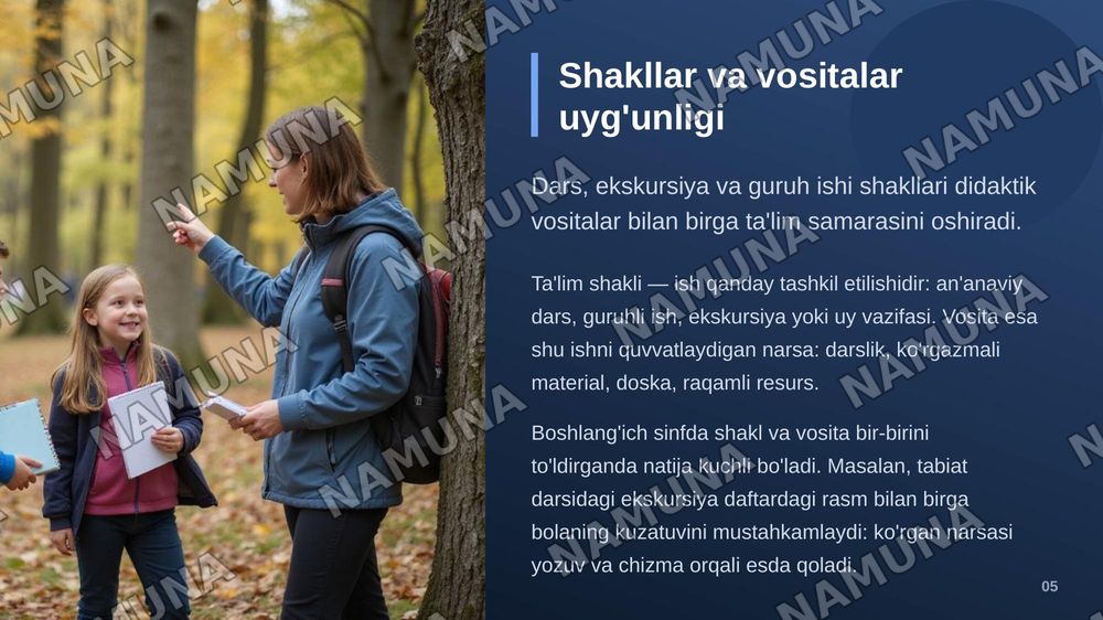 Bowlangich talim didaktikasi. Talim nazariyasi tamoyillari metodlari shakllari va vositalar — zamonaviy taqdimot, 6-slayd