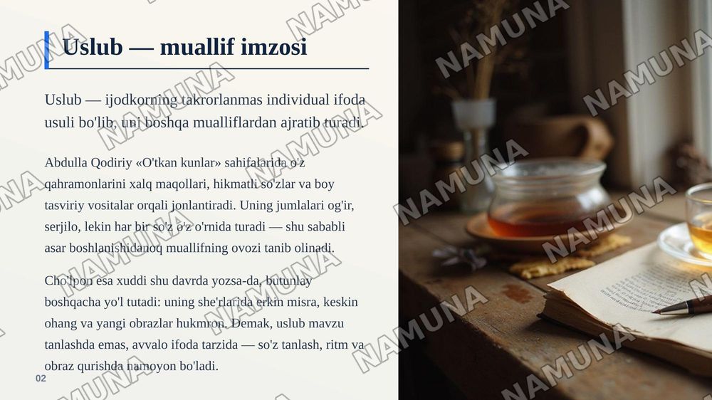 Ijodkor uslubi — zamonaviy taqdimot, 3-slayd
