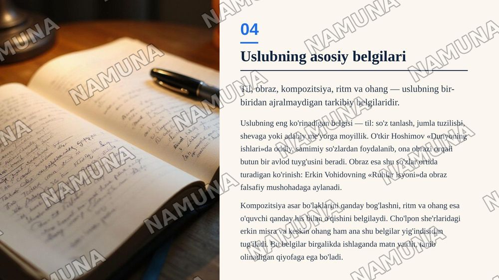 Ijodkor uslubi — zamonaviy taqdimot, 5-slayd