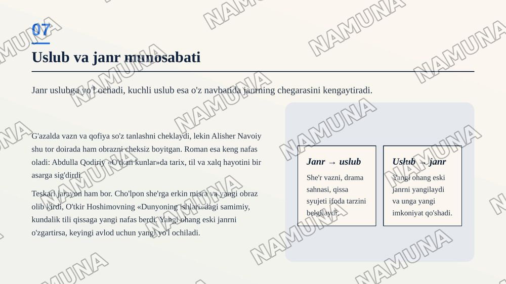 Ijodkor uslubi — zamonaviy taqdimot, 8-slayd
