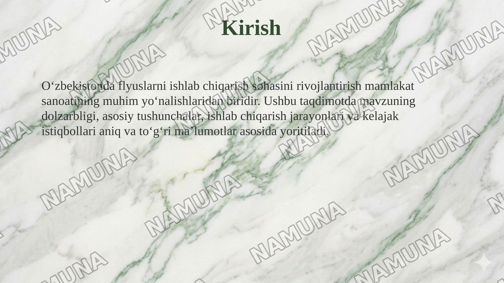 Oʻzbekiston Respublikasida flyuslarni ishlab chiqarish — taqdimot, 3-slayd