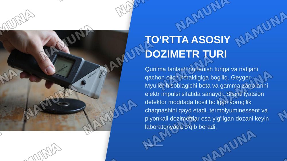Dozimetrik asboblar va usullari — zamonaviy taqdimot, 6-slayd