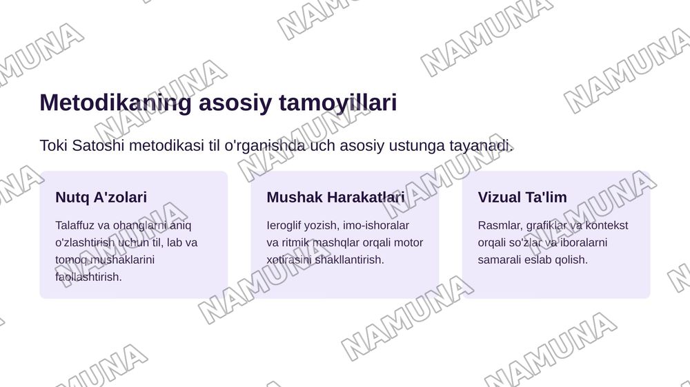 Toki Satoshi metodikasi asosida nutq a'zolari, mushak harakatlari va vizual ta'lim usullari.Xitoy  tili misolida. — zamonaviy taqdimot, 5-slayd
