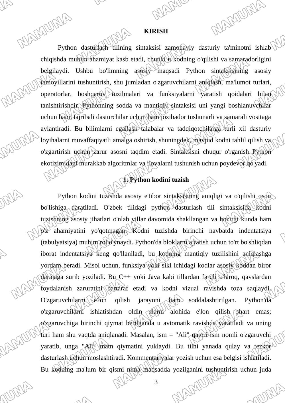 Pyhton dasturlash tili sintaksisi — mustaqil ish, 3-varaq